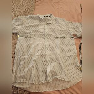 Travis Matthew Men's White and Blue‎ Patterned Shirt XL